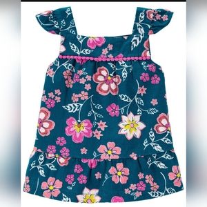 NWT Carter's Baby Girl SZ 12M Floral Linen Tank